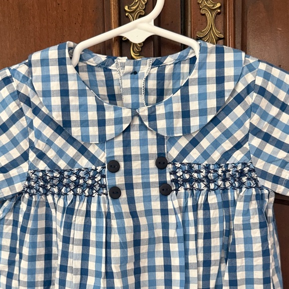 BELLA BLISS Blue and White Checkered Baby Romper 18M - Picture 3 of 5